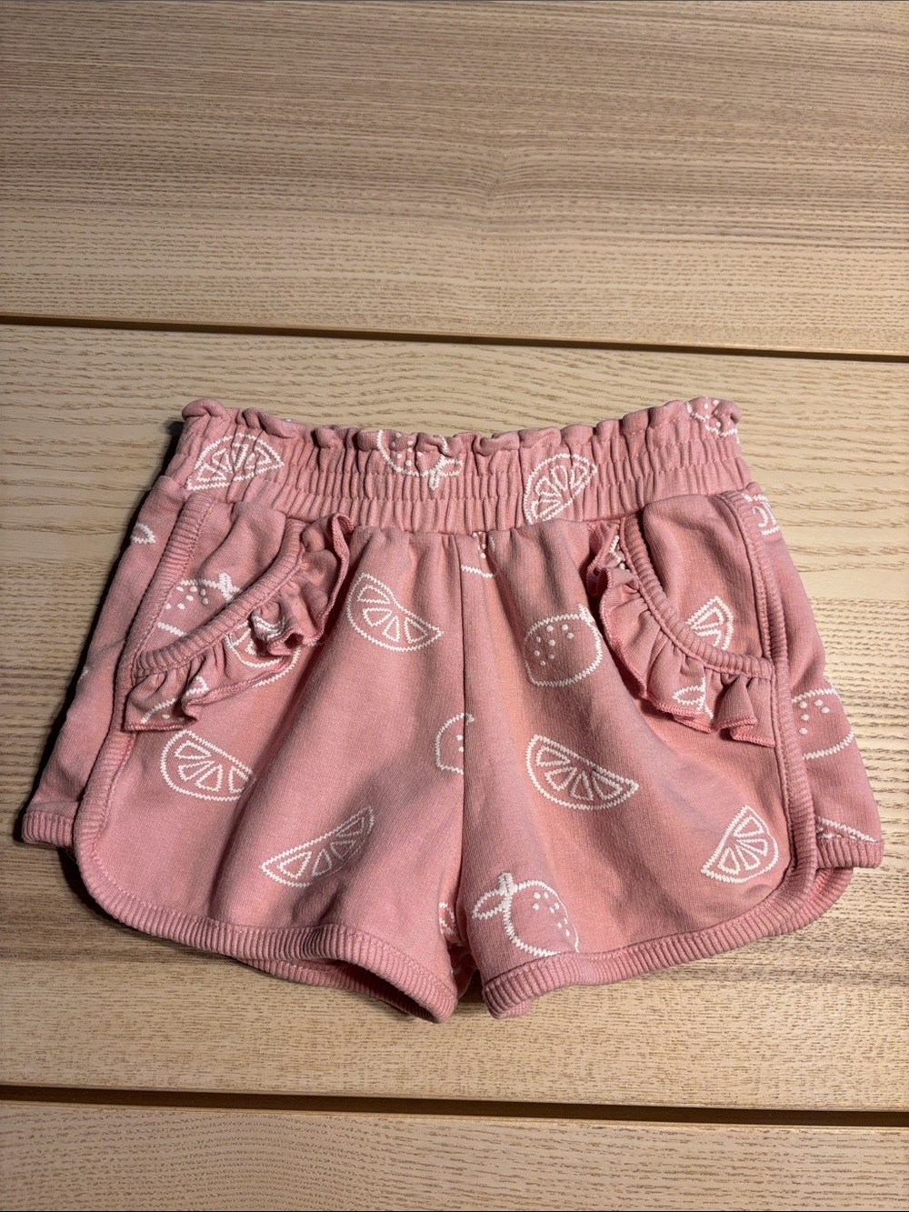Toddler Pink Fruit-Print Ruffle Pocket Shorts
